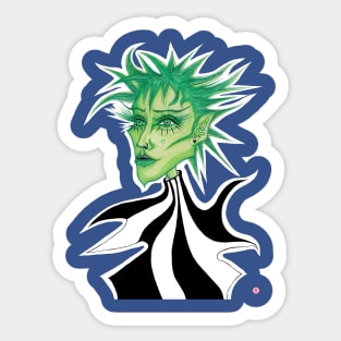 Green alien painting Sticker